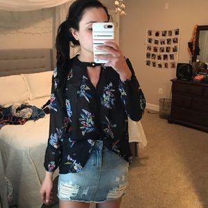 Blue floral blouse